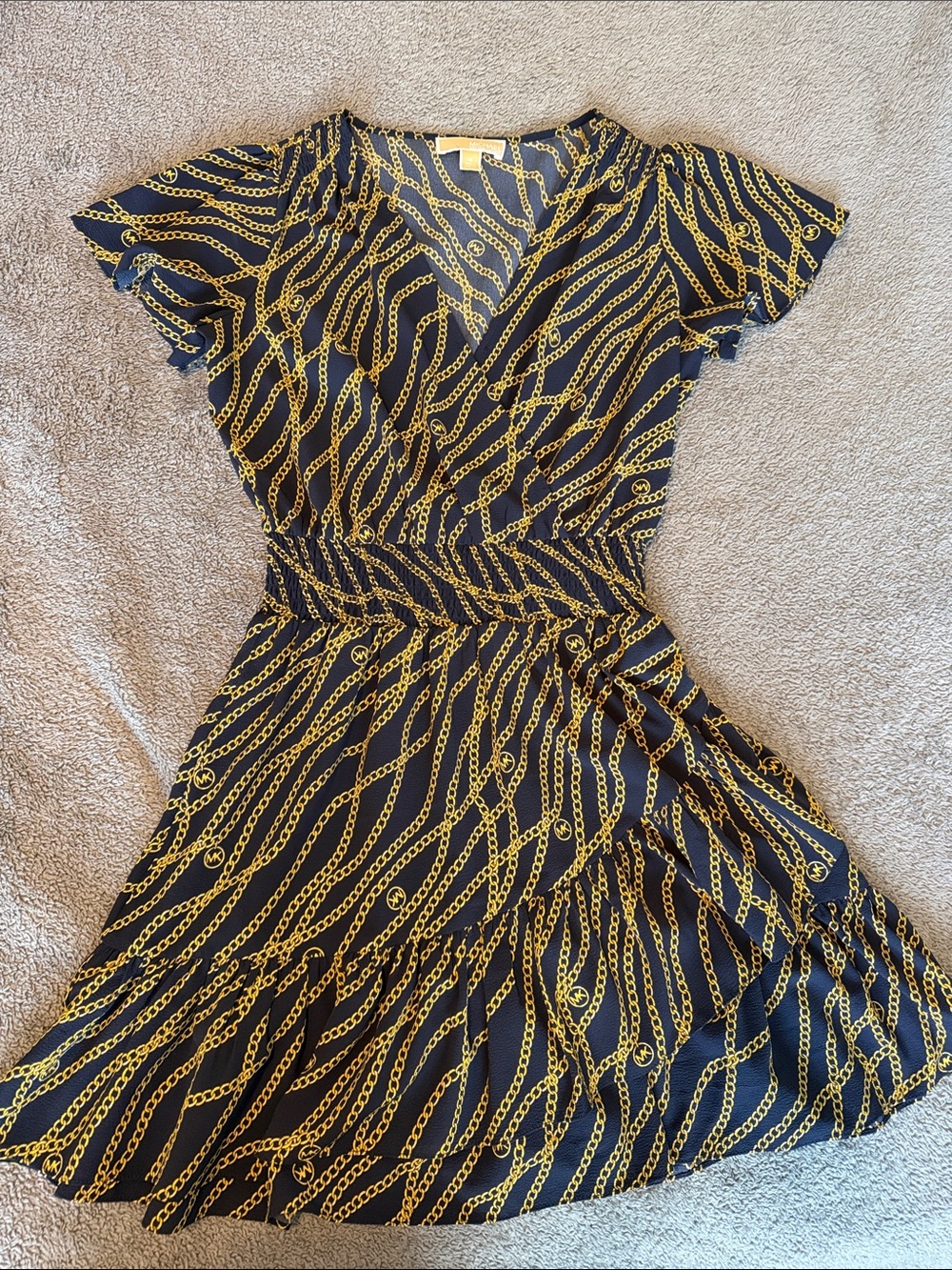 MICHAEL Michael Kors Black Dress with Gold Chain Print